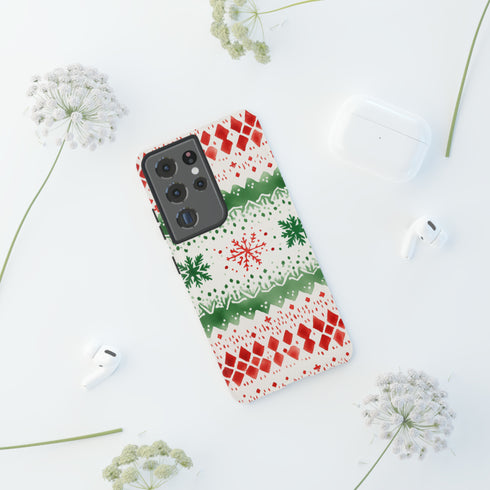 Watercolor Christmas Knitting - Impact Resistant Phone Case